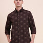 Dark Brown Printed Slim Fit Casual Shirt | Greenfibre