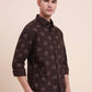 Dark Brown Printed Slim Fit Casual Shirt | Greenfibre
