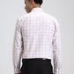 White & Orange Checked Regular Fit Formal Shirt | Greenfibre