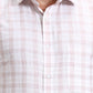 White & Orange Checked Regular Fit Formal Shirt | Greenfibre