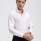 White & Orange Checked Regular Fit Formal Shirt | Greenfibre
