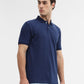 Indigo Blue Checked Slim Fit Polo T-Shirt | Greenfibre