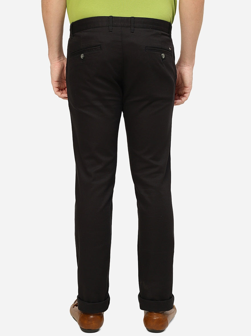 Black Solid Super Slim Fit Casual Trouser | Greenfibre