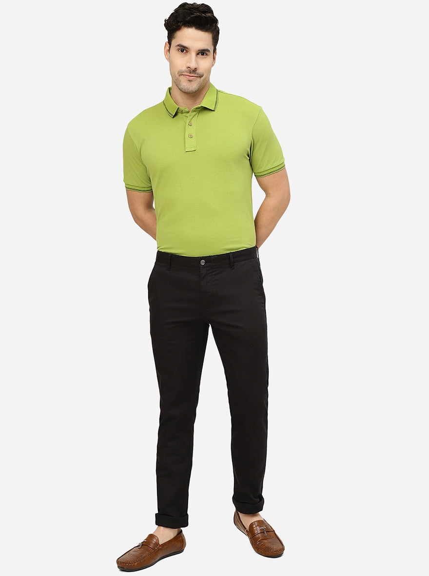 Black Solid Super Slim Fit Casual Trouser | Greenfibre