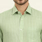 Green Striped Regular Fit Formal Shirt | JadeBlue