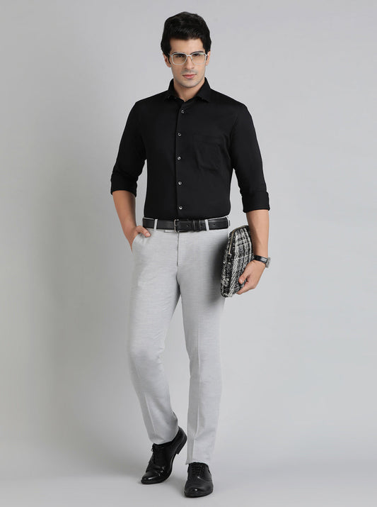 Black Solid Slim Fit Party Wear Shirt | Greenfibre