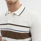 Brown & White Striped Slim Fit Polo T-Shirt | Greenfibre