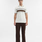 Brown & White Striped Slim Fit Polo T-Shirt | Greenfibre