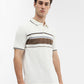 Brown & White Striped Slim Fit Polo T-Shirt | Greenfibre