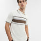 Brown & White Striped Slim Fit Polo T-Shirt | Greenfibre