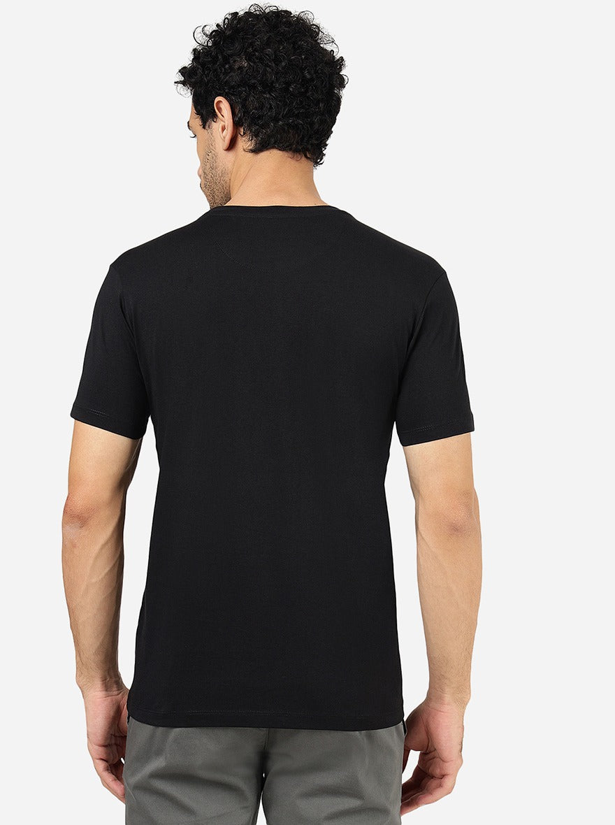 Black Printed Slim Fit T-Shirt | Greenfibre