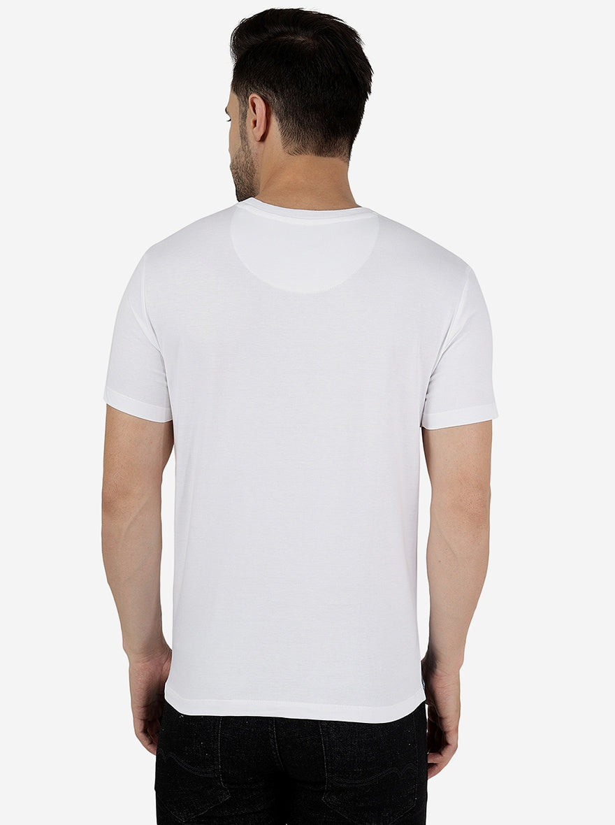 White Printed Slim Fit T-Shirt | Greenfibre