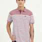 White & Mauve Striped Slim Fit Polo T-Shirt | Greenfibre