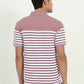 White & Mauve Striped Slim Fit Polo T-Shirt | Greenfibre