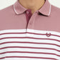 White & Mauve Striped Slim Fit Polo T-Shirt | Greenfibre