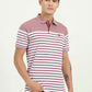 White & Mauve Striped Slim Fit Polo T-Shirt | Greenfibre