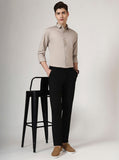 Black Solid Neo Fit Casual Trouser | Greenfibre