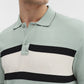 Green & Grey Striped Slim Fit Polo T-Shirt | Greenfibre