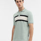 Green & Grey Striped Slim Fit Polo T-Shirt | Greenfibre