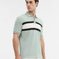 Green & Grey Striped Slim Fit Polo T-Shirt | Greenfibre