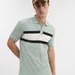 Green & Grey Striped Slim Fit Polo T-Shirt | Greenfibre