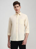 Cream Solid Slim Fit Casual Shirt | Greenfibre