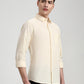 Cream Solid Slim Fit Casual Shirt | Greenfibre
