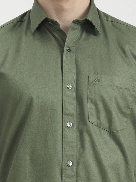 Green Solid Smart Fit Semi Casual Shirt | Greenfibre