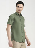 Green Solid Smart Fit Semi Casual Shirt | Greenfibre