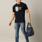 Navy Blue Printed Slim Fit T-Shirt | JadeBlue