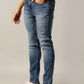 Mid Blue Washed Rider Fit Jeans | JadeBlue