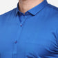 Royal Blue Solid Slim Fit Party Wear Shirt | Greenfibre