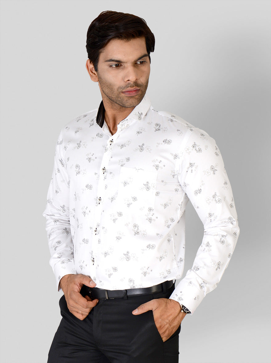 Rustic Orange & Black Printed Slim Fit Party Wear Shirt | Greenfibre