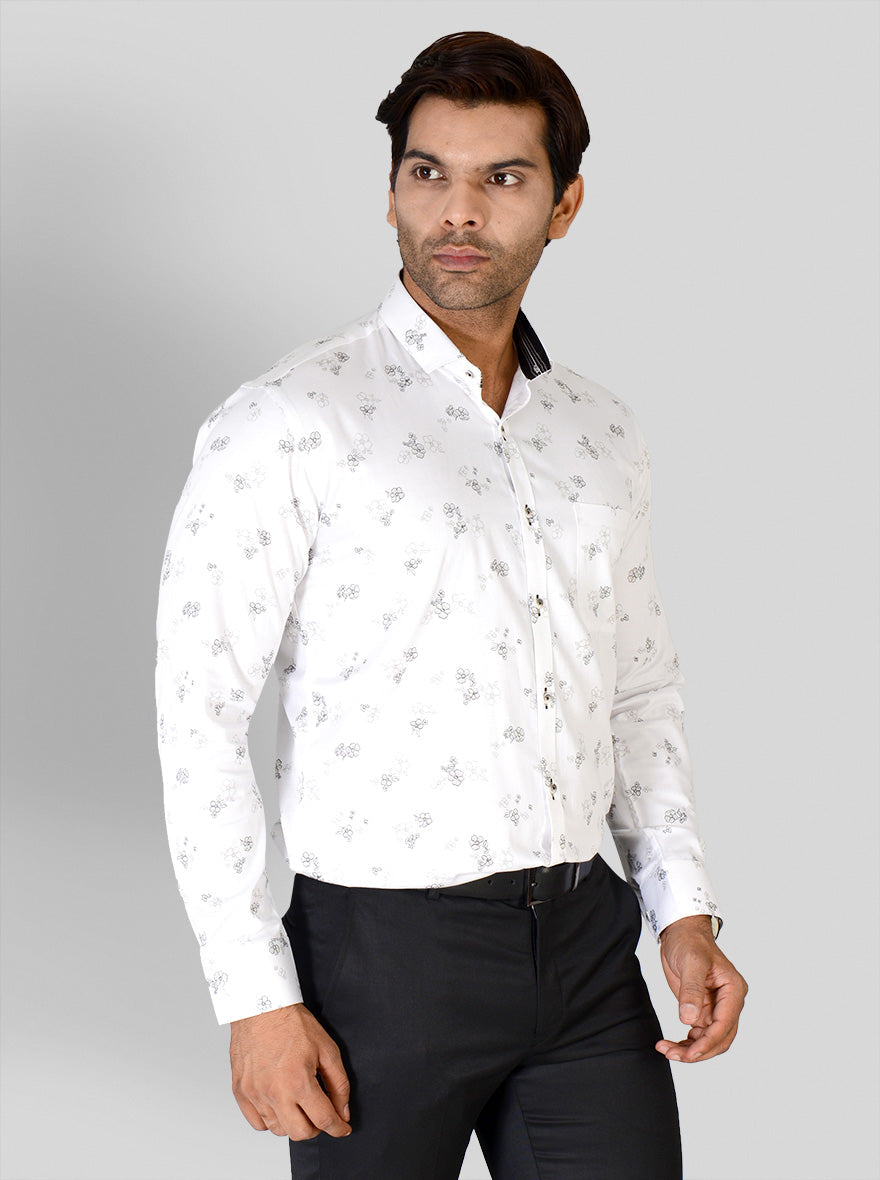 Rustic Orange & Black Printed Slim Fit Party Wear Shirt | Greenfibre