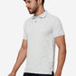 Mist Blue Printed Slim Fit Polo T-Shirt | Greenfibre