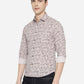 Ice Grey Printed Slim Fit Semi Casual Shirt | Greenfibre