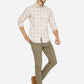 Beige Checked Slim Fit Semi Casual Shirt | Greenfibre