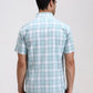 White & Blue Checked Slim Fit Casual Shirt | Greenfibre