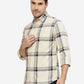 Off White Checked Slim Fit Casual Shirt | Greenfibre