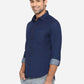 Denim Blue Solid Slim Fit Semi Casual Shirt | Greenfibre