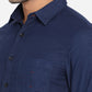 Denim Blue Solid Slim Fit Semi Casual Shirt | Greenfibre