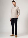 Navy Blue Solid Neo Fit Casual Trouser | Greenfibre