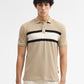 Khaki & Grey Striped Slim Fit Polo T-Shirt | Greenfibre