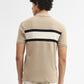Khaki & Grey Striped Slim Fit Polo T-Shirt | Greenfibre