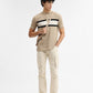 Khaki & Grey Striped Slim Fit Polo T-Shirt | Greenfibre