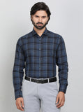 Blue Checked Slim Fit Formal Shirt | Metal