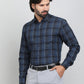 Blue Checked Slim Fit Formal Shirt | Metal