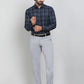 Blue Checked Slim Fit Formal Shirt | Metal