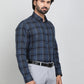 Blue Checked Slim Fit Formal Shirt | Metal
