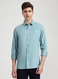 Mint Green Solid Slim Fit Casual Shirt | Greenfibre